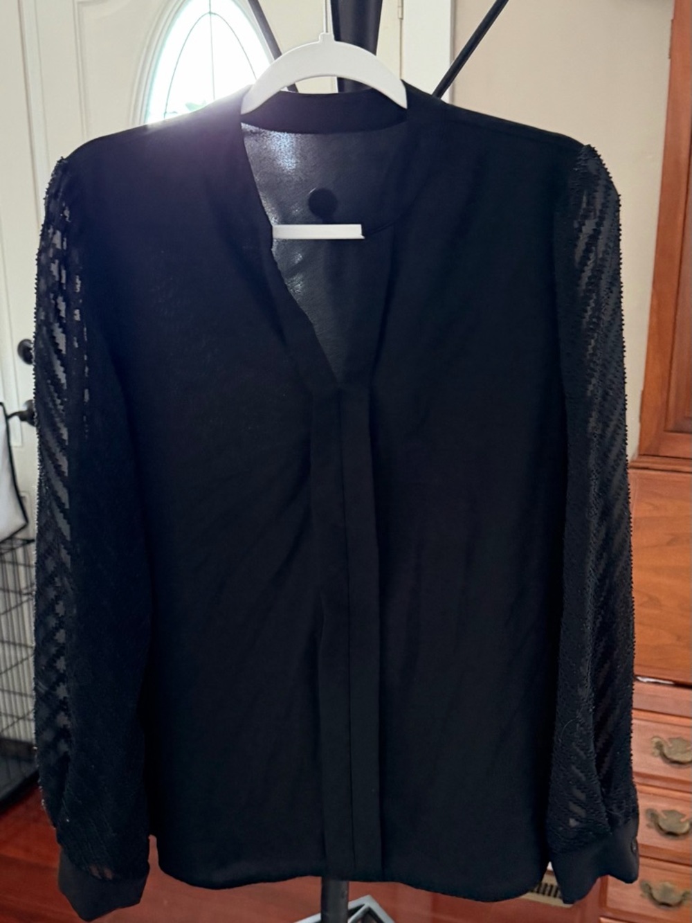 Black Sheer Sleeve Blouse